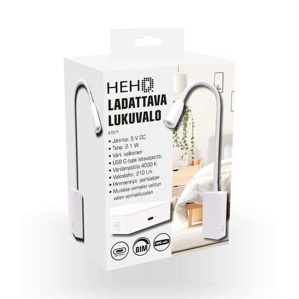 Lukuvalo ladattava ja himmennett&auml;v&auml;