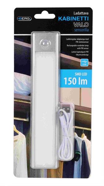 Berg Kabinettivalo ladattava 20cm PIR-liiketunnistin