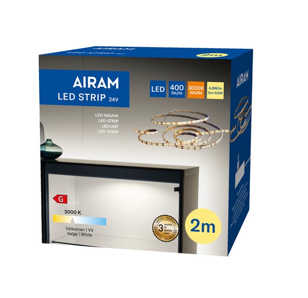 Airam led-nauha 24V IP20 4,8w/m 2-5m