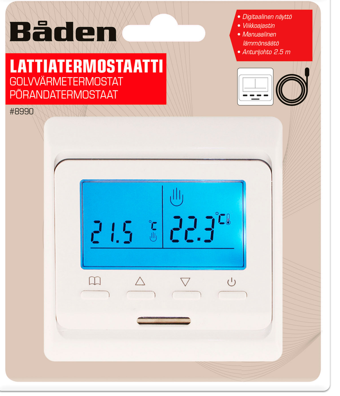 B&aring;den Lattial&auml;mmitystermostaatti digitaalinen