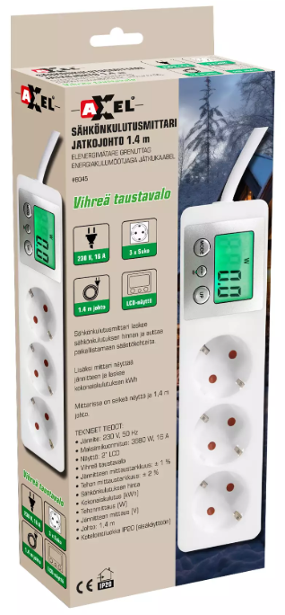 Axxel s&auml;hk&ouml;nkulutusmittari jatkojohto 1.4 m
