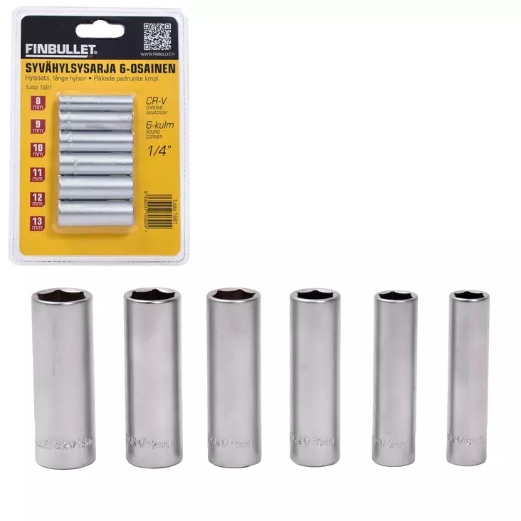 Syv&auml;hylsysarja 1/4" 6-os 8-13 mm