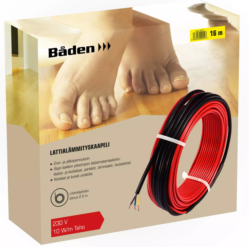 B&aring;den lattial&auml;mmityskaapeli 16m 10W/m 160w 230 V