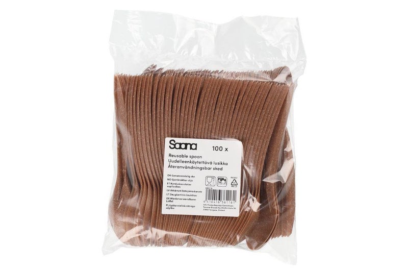Saana ruokalusikka uudelleenk&auml;ytett&auml;v&auml; ruskea 100 kpl